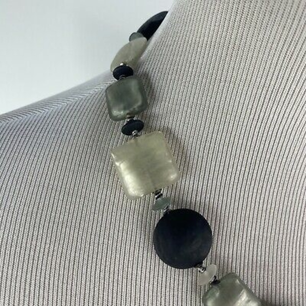 Glass Square Circle Black Statement Necklace Ital… - image 5